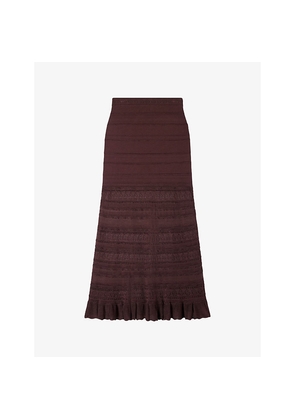 Womens Sandro High-Rise Pointelle Knitted Maxi Skirt