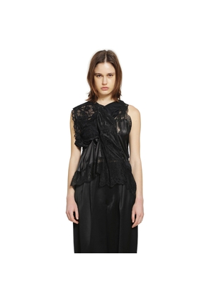 Asymmetric Satin Lace Top
