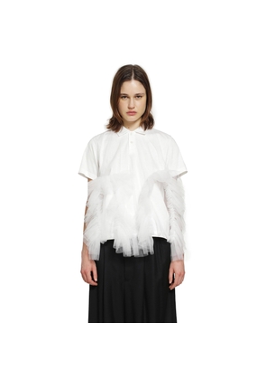 Cotton Poplin and Ruffled Tulle Polo Shirt