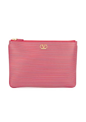 Valentino Garavani VLogo Signature Medium Flat Pouch in Fiesta Red & Butter White - Red,White. Size all.