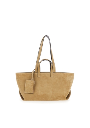 A.P.C. Tote Bag Le Drummer Suede And Smooth Leather With Beige Leather Handles For