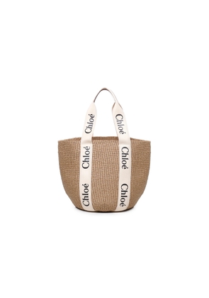 Chloé Large Woody Basket Bag In Natural Fibers