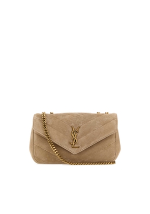 Saint Laurent Beige Suede Small Loulou Shoulder Bag