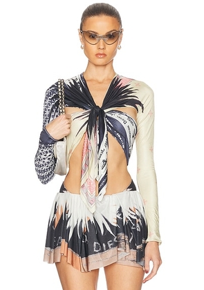 Diesel Long Sleeve Top in Multi - Beige,Black. Size S (also in ).