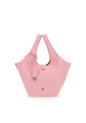 Polo Ralph Lauren Play Medium Pink Medium Handbag With Lock On The Front And Pony Detail In Leather For