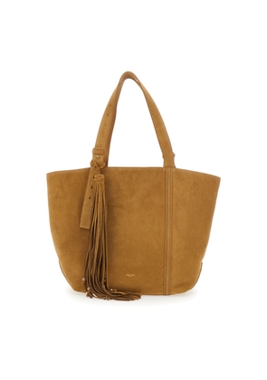 Golden Goose Shopping 24.7 Ew Regular Suede Body Antique Brass Metal Details Brown Leather Tote Bag With Antique Brass Metal Details For