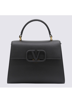 Valentino Garavani Black Leather V Sling Top Handle Bag