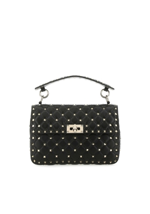 Valentino Garavani Black Nappa Leather Medium Rockstud Spike Handbag