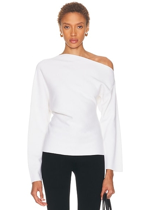 EAVES Rachelle Draped Knit Top in White - White. Size L (also in M, S, XL, XS, XXS).