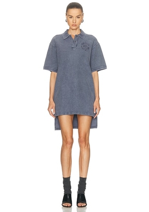 Alexander Wang Oversized High Low Polo Mini Dress in Washed Navy - Navy. Size L (also in M, S, XS).