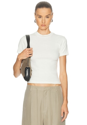 EAVES Bonnie High Neck Baby Tee in White - White. Size L (also in M, S, XL, XS, XXS).