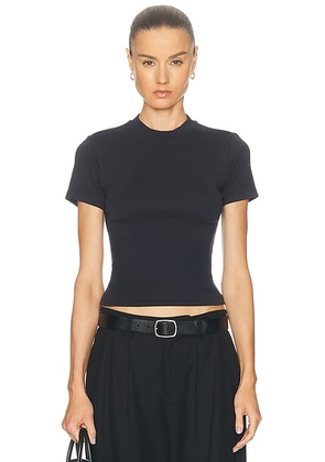 EAVES Bonnie High Neck Baby Tee in Black - Black. Size L (also in M, S, XL, XS, XXS).