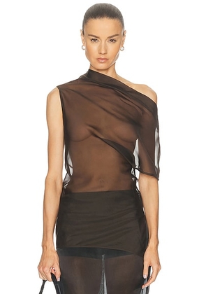 EAVES Saeunn Asym Top in Espresso - Brown. Size L (also in M, S, XL, XS).