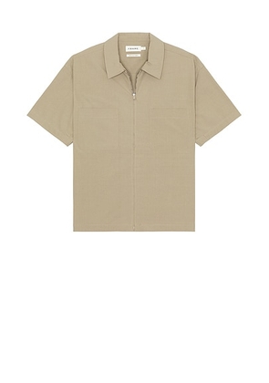 FRAME Light Poplin Zip Shirt in Smoky Mocha - Beige. Size M (also in ).