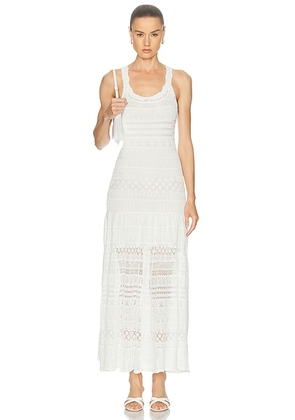 LoveShackFancy Solenne Dress in Light Chai - White. Size L (also in M, S, XS).