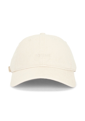 Toteme Leather Trim Cotton Cap in Pebble - Cream. Size all.