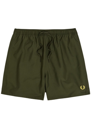 Fred Perry Logo-embroidered Shell Swim Shorts - Dark Green - Xxl