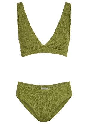 Hunza G Angel V-neck Crinkle Bikini - Green - One Size