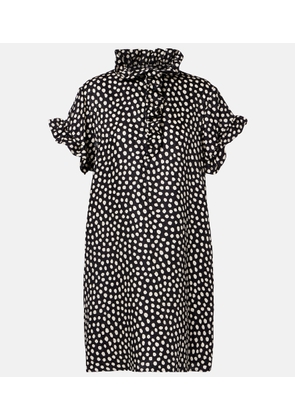 Chloe Polka-dot ruffled silk jacquard minidress