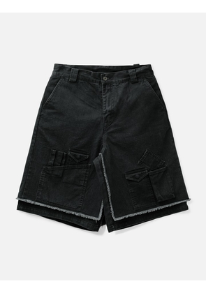 Washed Layered Cargo Skirt Shorts