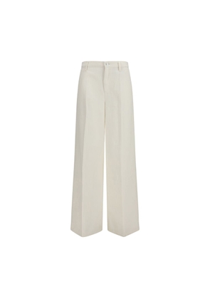 7FOR White Cotton Casual Pants - W24