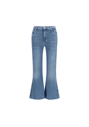 7FOR Blue Cotton Flared Jeans - W25