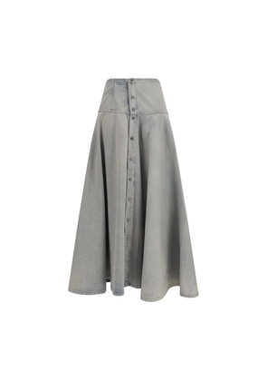 Haikure Blue Cotton Midi Skirt - 26