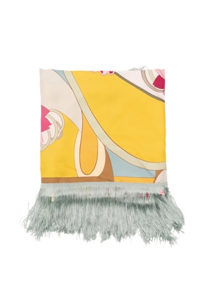 La DoubleJ fringed floral-print scarf - Yellow