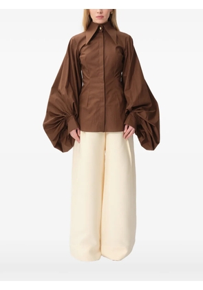 CONCEPTO Oasis bishop-sleeve shirt - Brown