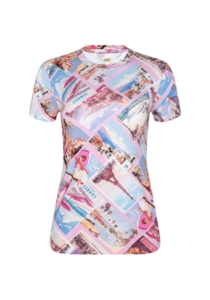 L'Agence postcard-print T-shirt - Pink