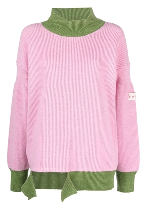 Marni asymmetric raw-edge ribbed jumper - Pink