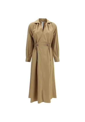 Max Mara Pedaggi drawstring A-line midi dress - Neutrals