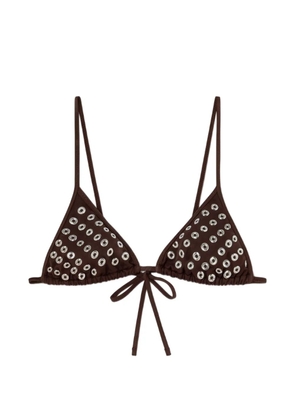 Gimaguas Emily eyelet triangle bikini top - Brown