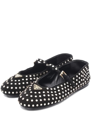 Prada Pre-Owned 2010s rhinestone suede ballet shoes - Black