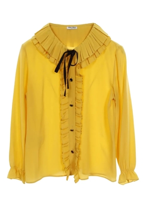 Miu Miu Pre-Owned 2010s ruffle ribbon shirt - Yellow