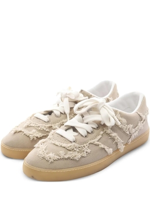 Miu Miu Pre-Owned 2010s fringed cotton sneakers - Neutrals