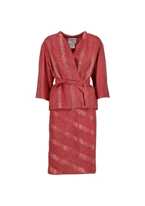 CHANEL Pre-Owned 2019 bouclé suit (set of two) - Pink