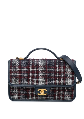 CHANEL Pre-Owned 2021-2023 Small Tweed School Memory Top Handle Flap satchel - Blue