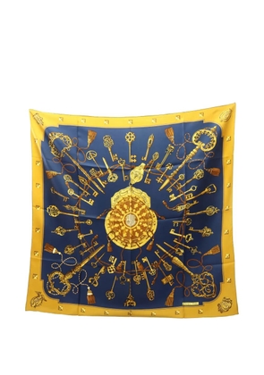 Hermès Pre-Owned 2000s Les Cles key print scarf - Blue