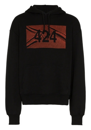 424 black logo print cotton hoodie