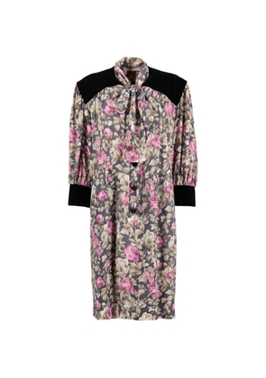 Saint Laurent Pre-Owned floral velvet panel dress - Multicolour
