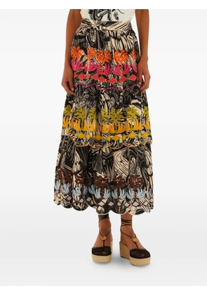 FARM Rio tiered print skirt - Black