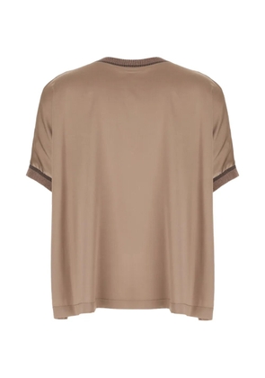 PANICALE ribbed-trim V-neck blouse - Neutrals