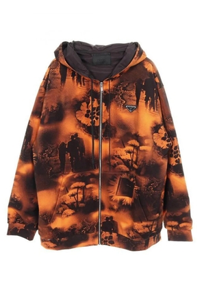 Prada Pre-Owned 2010s graphic-print zip-up hoodie - Orange