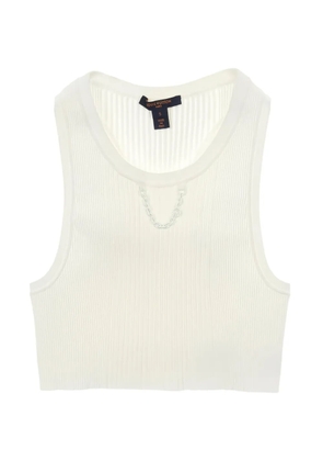 Louis Vuitton Pre-Owned 10s ribbed tank top - White