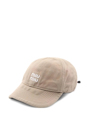 Miu Miu Pre-Owned logo-embroidered denim baseball cap - Neutrals