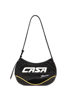 Casablanca logo-lettering leather shoulder bag - Black