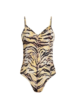 Kenzo reversible tiger-print swimsuit - Neutrals