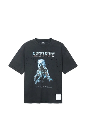Satisfy graphic-print distressed-effect T-shirt - Grey