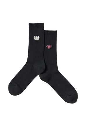 KAWS x Uniqlo x Warhol embroidered-motif socks - Black